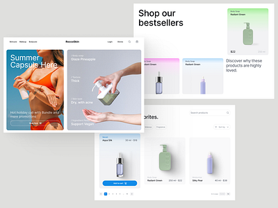 Rocco Skin - Skincare Ecommerce Website beauty beautytech branding design ecommerce figma online responsive shopping tech ui