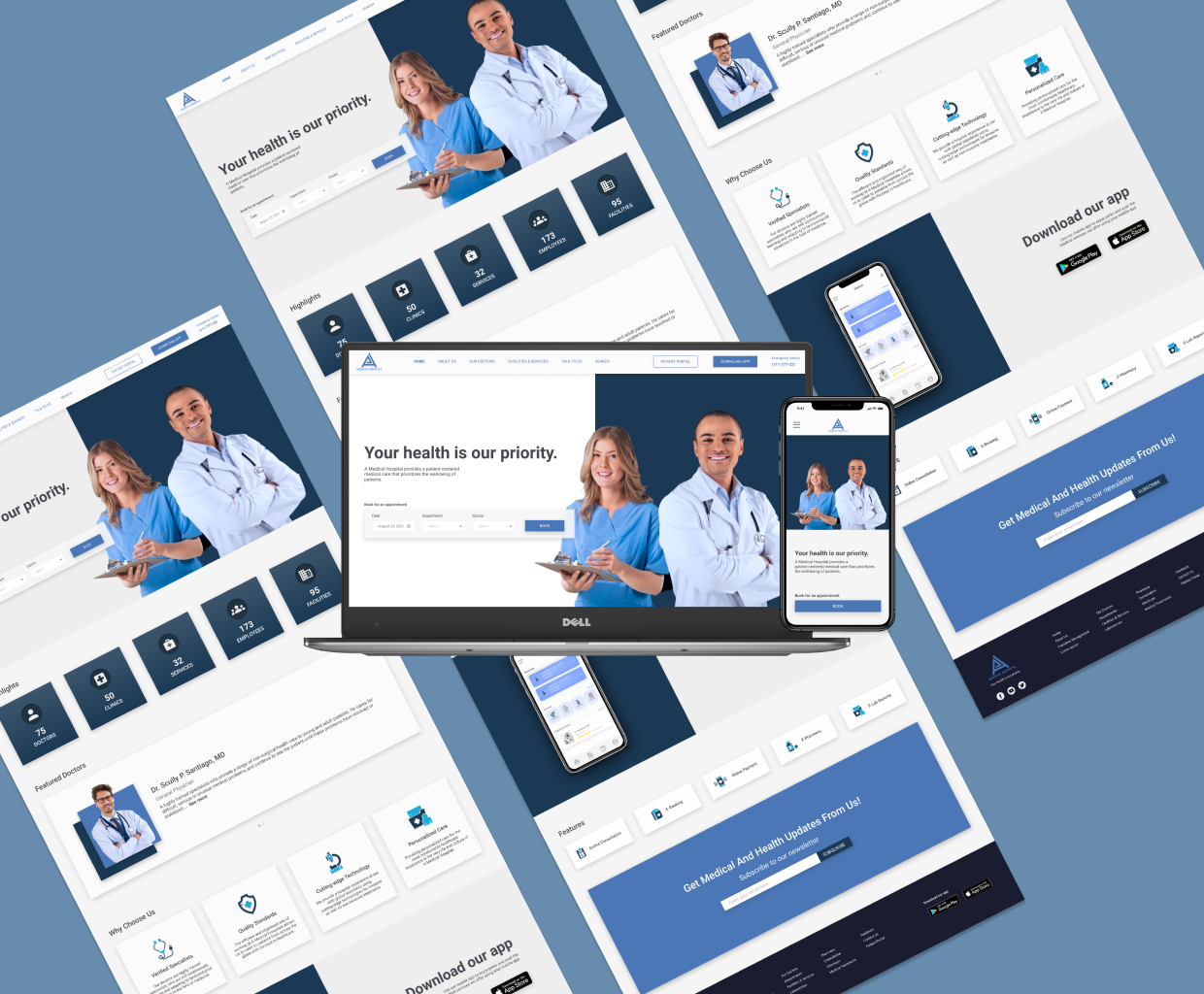 Hospital Responsive Website Design figma hospital hospital website mobile design mobile website design ui design web design website website design
