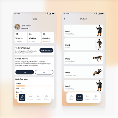 Sport App - AI Assistant workout App (1/2) aidashboard aiinterface aiux branding dark ui design explainableai ui uxcasestudy