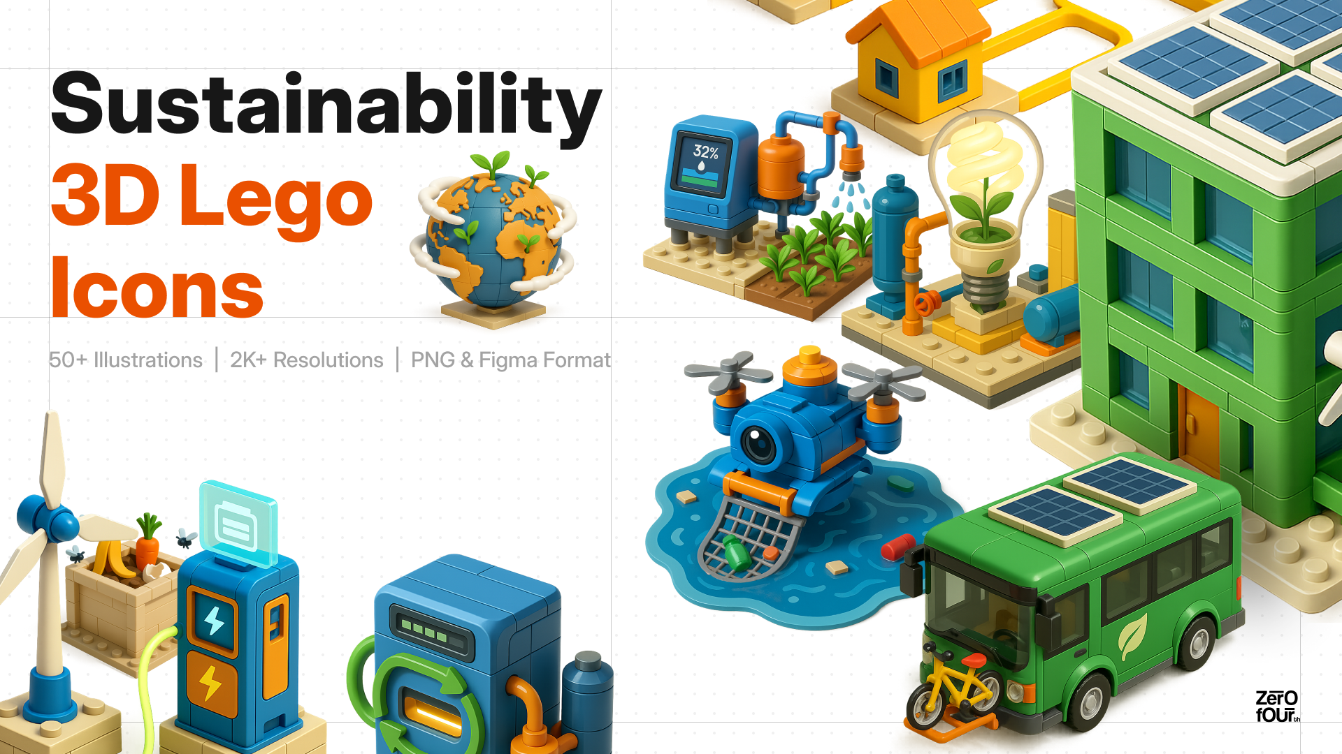Sustainability Themed 3D Lego Illustration Pack 3d illustration ui