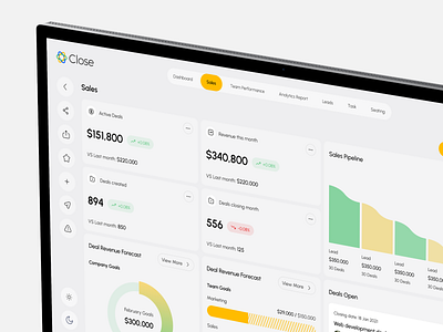 Sales Dashboard UI – Insightful CRM Analytics analytics card corporate crm dashboard data visualization figma design fitlering saas sales dashboard uiux web design