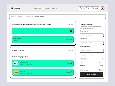 Navana - Checkout Page Design checkout checkout page checkout page design checkout ui ecommerce page design landing page minimal modern dashboard deisgn online shipment saas application saas dashboard design saas design saas ecommerce saas products shipment shipping web apllication design web app web ui