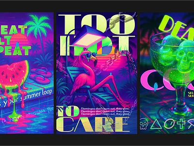 Vaporwave Summer Heat Posters burnout culture