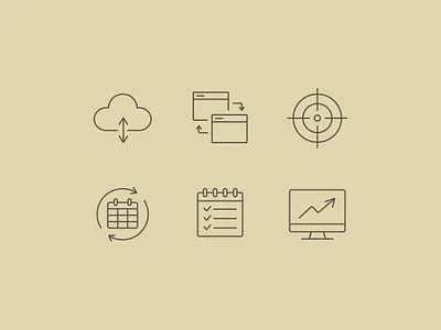 Productivity Line Icons – Clean Focus & Task Set calendar daily planner flat focus mode icon design icon set iconography icons line minimalist design productivity smart notifications task planner time tracking ui
