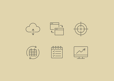 Productivity Line Icons – Clean Focus & Task Set calendar daily planner flat focus mode icon design icon set iconography icons line minimalist design productivity smart notifications task planner time tracking ui