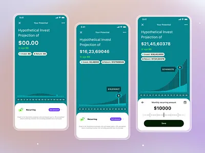 Investment Projection at the Age age projection designforfounders dribbble financeux financialprojection fintechdesign fintechux hypothetical projection invest return investmentapp mobileappdesign productdesign recurring payment recurringinvestment savingsapp stock stock market uiux uxdesign wealthmanagement