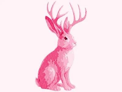 Pink Jackalope Illustration adobe animal art branding character design decal art design graphic design illustration licensed artwork logo logo design mascot design pink sticker design ui vector watercolor