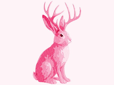 Pink Jackalope Illustration adobe animal art branding character design decal art design graphic design illustration licensed artwork logo logo design mascot design pink sticker design ui vector watercolor
