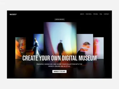 HERO BANNER DESIGN animation banner clean dailyui design figma framer hero hero banner jitter landing landing page museum ui ux web