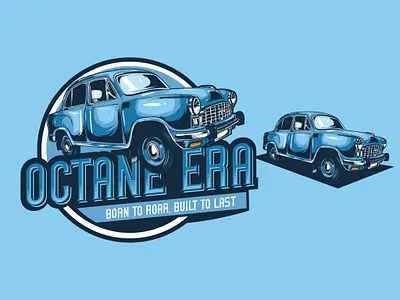 Classic Car Logo Design with Retro Typography vintage illustration