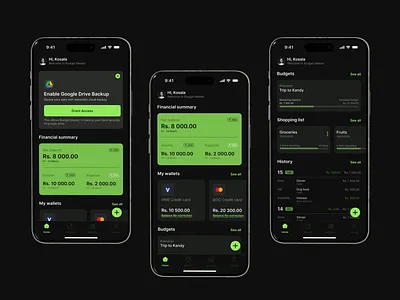 Financial Management App app budget clean dark expenses financial home page income latest login minimalist mobile app mobile ui modern screens tracking ui uiux