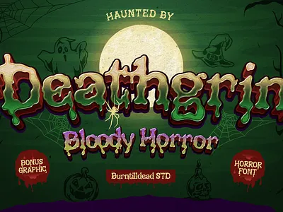 Deathgrin bloody font branding creepy font custom font font font design font style free font grunge font halloween font horror font scary font spooky font typography