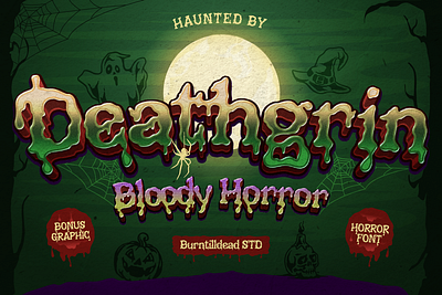 Deathgrin bloody font branding creepy font custom font font font design font style free font grunge font halloween font horror font scary font spooky font typography