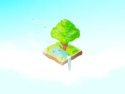 Isometric tree island illustration isometric minecraft tree