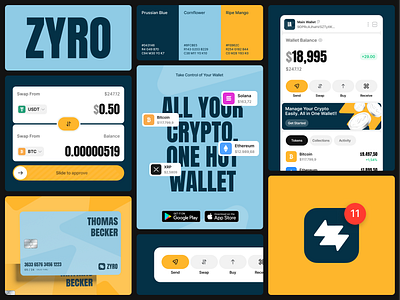 ZYRO - Modern Crypto Hot Wallet Identity appbranding branddesign brandidentity branding brandstrategy corporateidentity crypto cryptowallet fintech logodesign mobileapp startupbranding uiuxdesign visualidentity web3