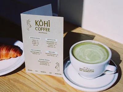 Minimalist brand identity for Kohi Coffee Japanese cafe brand designer brand identity branding cafe branding cafe logo design food and beverage food branding graphic design graphic designer label design logo design logo designer menu menu design minimalistic branding packaging design packaging designer restaurant branding