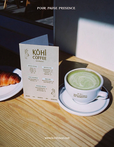 Minimalist brand identity for Kohi Coffee Japanese cafe brand designer brand identity branding cafe branding cafe logo design food and beverage food branding graphic design graphic designer label design logo design logo designer menu menu design minimalistic branding packaging design packaging designer restaurant branding