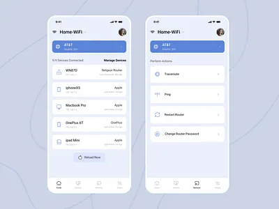 Wi-Fi Router - Management Mobile App app interface ios mobile mobileapp network privacy wifi router product design router smart home trend ui wifi router