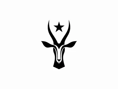 Antelope Head With Star Logo animal antelope branding design horns identity illustration logo mark minimalist modern nature negative space simple star symbol vector wildlife