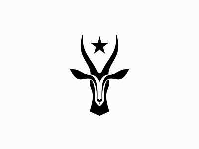 Antelope Head With Star Logo animal antelope branding design horns identity illustration logo mark minimalist modern nature negative space simple star symbol vector wildlife