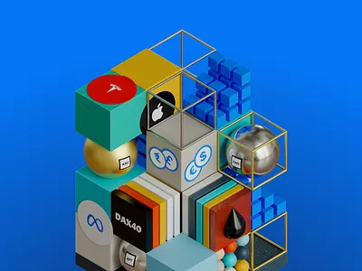 Trading Visuals • 3D design 3d broker cinema4d cubes forex gold illustration indices redshift render stocks trading