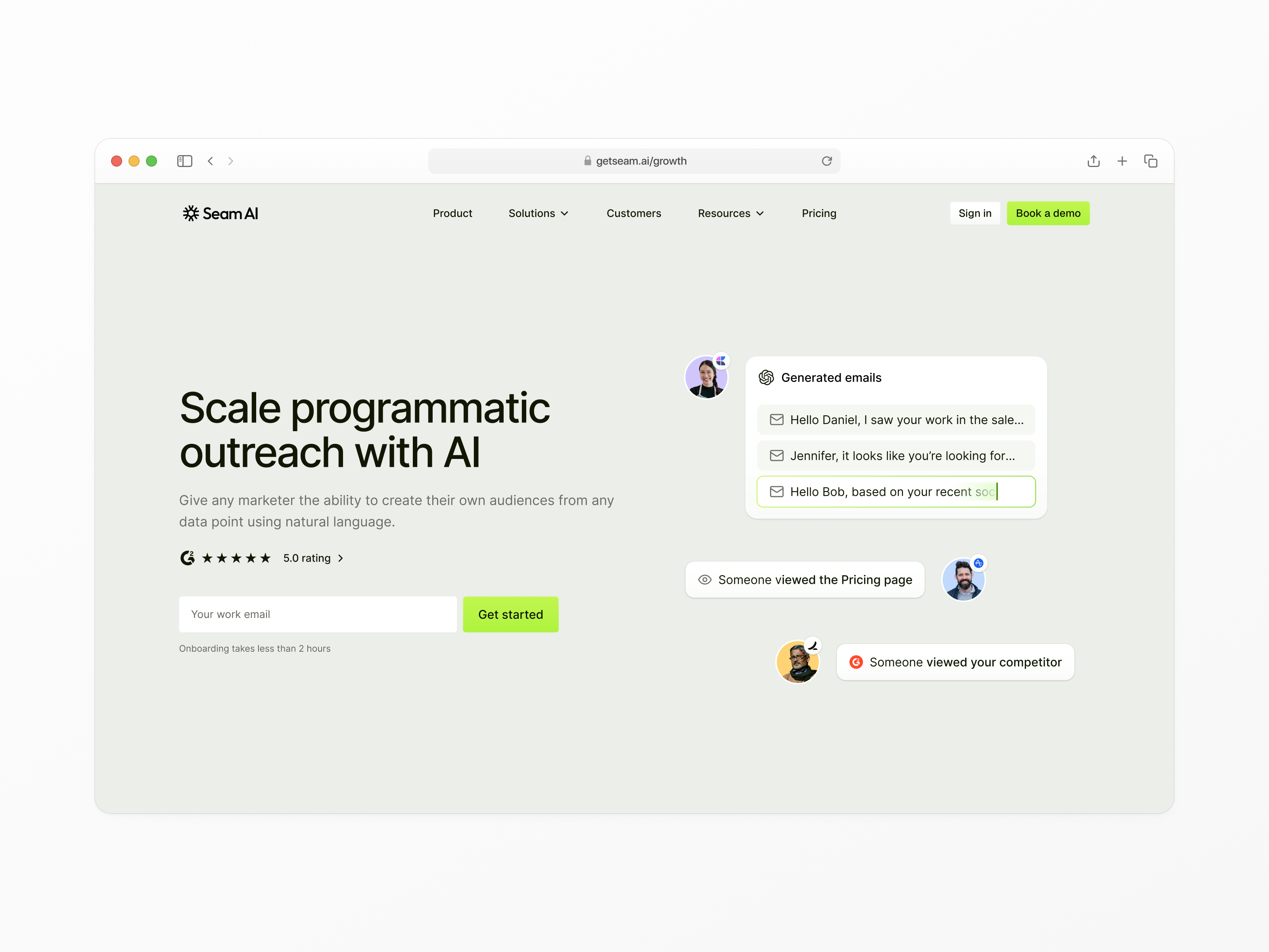 Example of Growth page