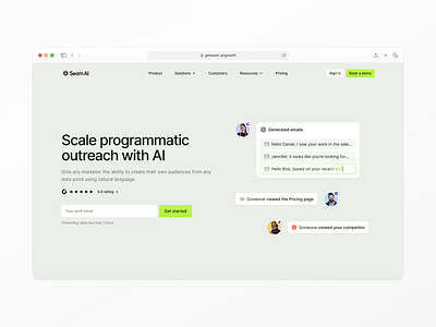 Growth page ai landing page ai langing page ai saas ai website cold outreach hero section landing page marketing page micro ui outreach outreach tool prospecting saas landing page sales landing page sales saas sales tool sales website startup landing page ui illustration web design