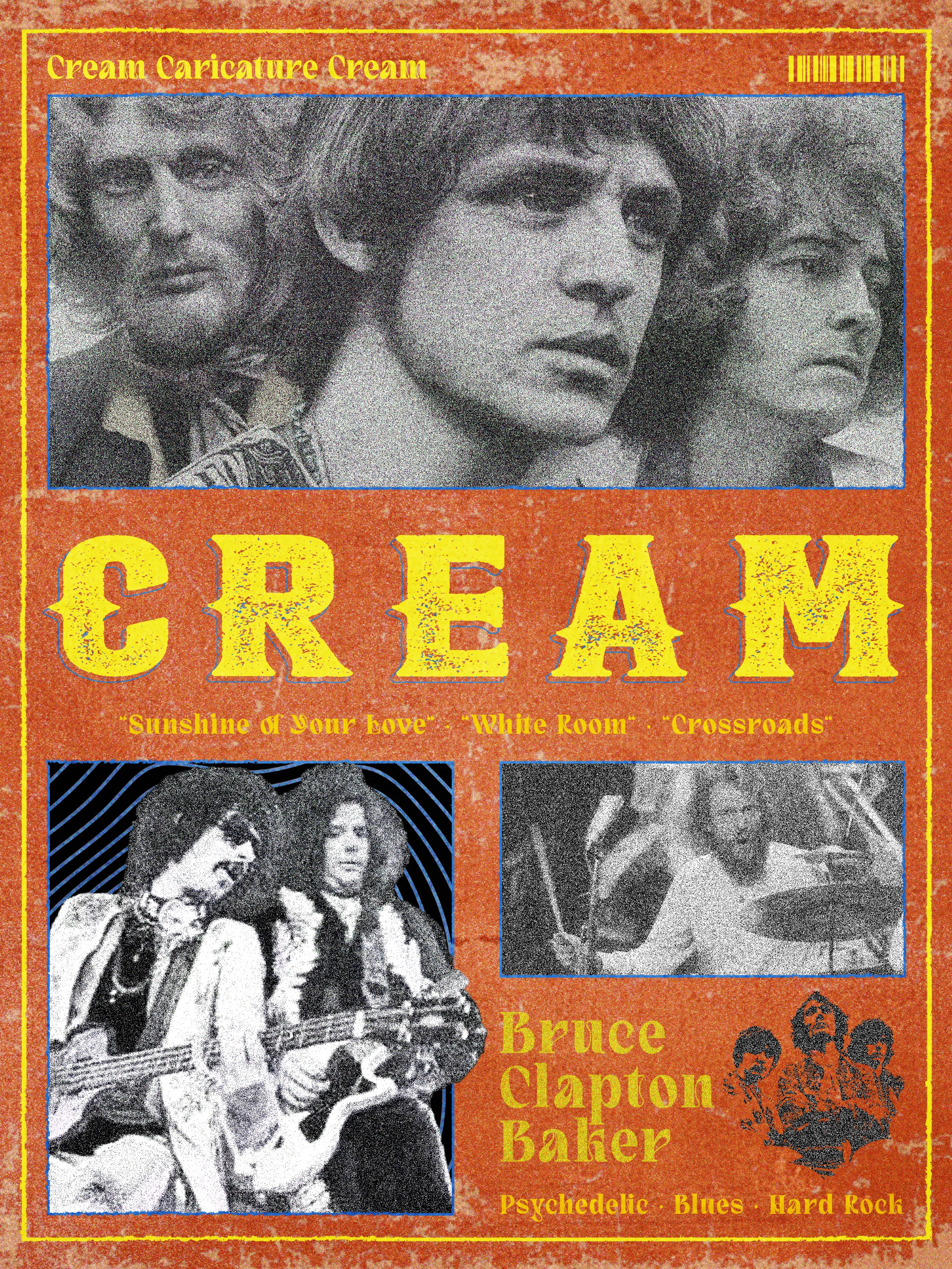 Cream Caricature Cream Inspired Brutalism Poster - Album Poster album poster brutalism poster cream album poster cream caricature cream inspired graphic design movie poster music poster old poster