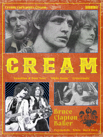 Cream Caricature Cream Inspired Brutalism Poster - Album Poster album poster brutalism poster cream album poster cream caricature cream inspired graphic design movie poster music poster old poster