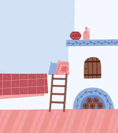 Warmth Inside countryside cozy illustration interior ladder oven procreate stove texture village warm