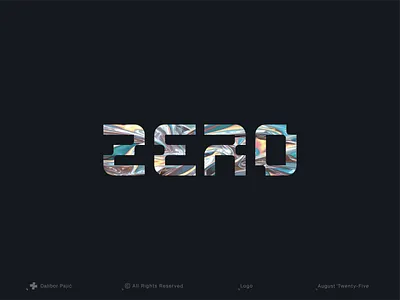 ZERO wordmark logo branding clean company name custom made fintech future geometry graphic design innovation lettering logo logotype minimal modern saas silver startup technology typography word