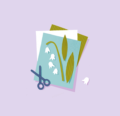 Spring DIY craft creative cut out diy flower illustration lily of the valley paper procreate scissors texture