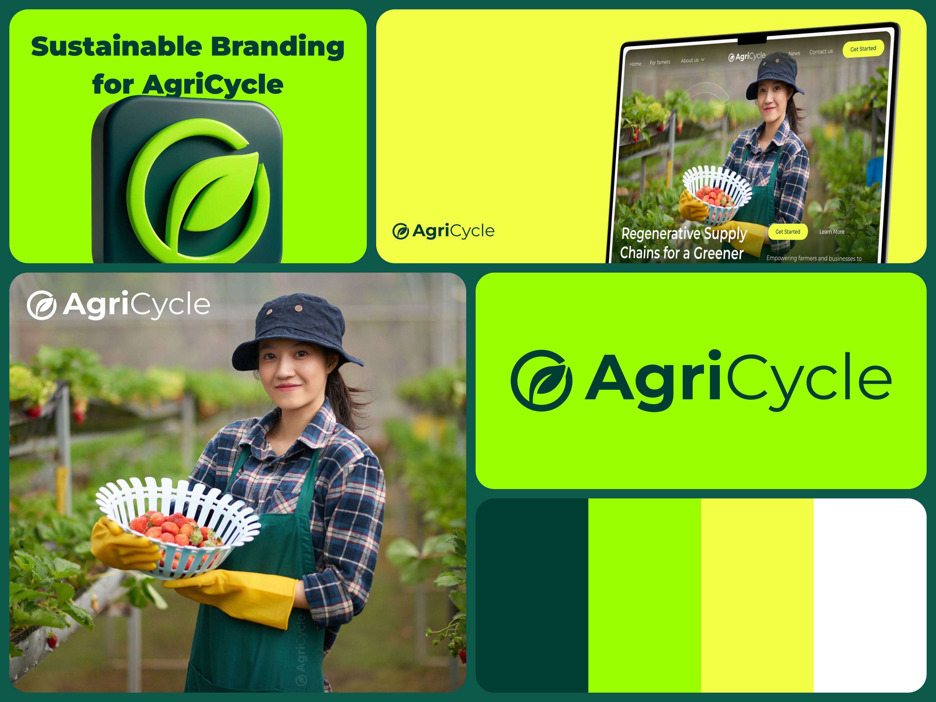 AgriCycle – Brand Identity Design for Sustainable Agriculture 3d branding design eco ecommerce environmental brand identity graphic design landing page logo minimal brand identity modern farming logo modern nature logo motion graphics sustainable brand design sustainable ui design typography ui ui design web design website design