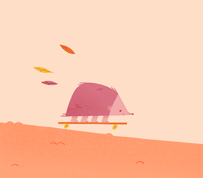 Fast as Autumn Wind character fast forest hedgehog illustration leaves motion move procreate skateboard texture