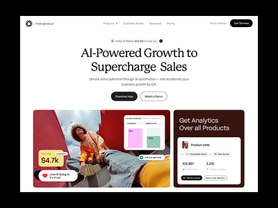 AI - Sales Agent - Landing Page Design ads ai ai apps ai landing page ai landing page design ai product ai sales agent ai shopify ai website design analytics ecommerce image to video landing page landing page design reveune sales agent shopify ui video to image web designer