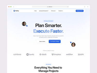 Workly – Project Management Hero Section branding clean design hero section landing page minimalist productivity project management saas startup ui ui design ux web design