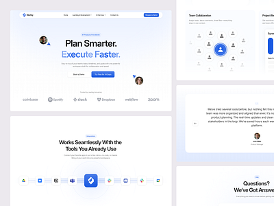 Workly - Project Management Landing Page clean design interface landing page minimalist productivity project management startup ui ux web design