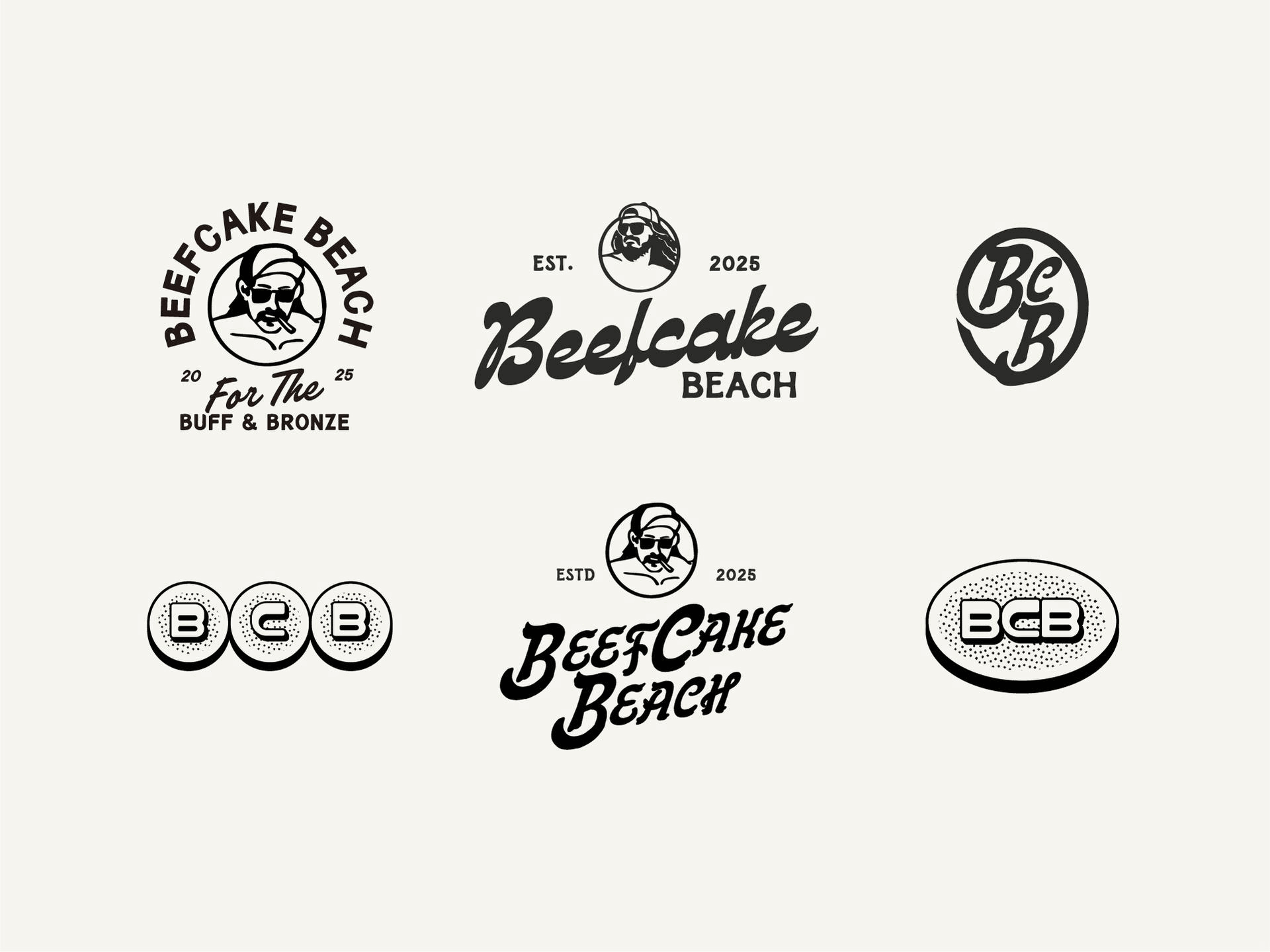 Beefcake Beach: Visual Identity Vol. V apparel badge design badge logo beach bodybuilder crocodile florida graphic design gym hat logotype merchandise monogram monoline retro retro branding surfing tshirt vintage illustration