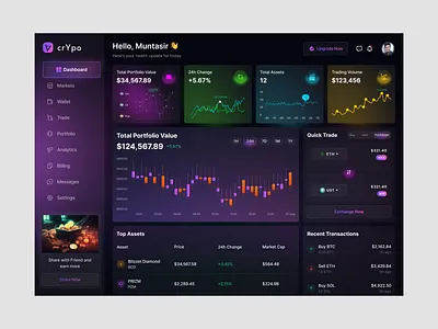 Cryptocurrency & Web3 blockchaindesign cryptoapp cryptodashboard cryptotradingui cryptoui darkui dashboarddesign defiux design minimal moderndashboard ui uidesign ux uxdesign web3design web3ux