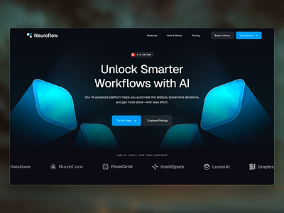 Neuroflow - Hero Design ai blue hero design illustrations neuroflow saas web design