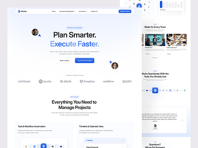 Workly – Project Management Landing Page clean design landing page minimalist product design productivity project management saas startup ui ux web design
