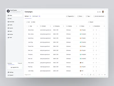 Email Checker Dashboard dashboard dashboard ui design product design sass sass product ui