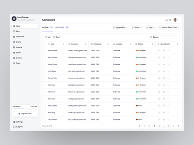Email Checker Dashboard dashboard dashboard ui design product design sass sass product ui