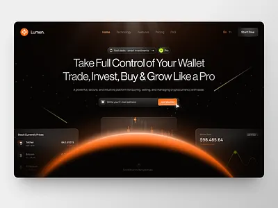 Website for Cryptocurrency Trading & Investment design interface product service startup ui ux web website