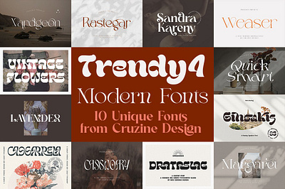 Trendy & Modern Fonts 4 - 10 Sets big bundle bold font classy font display font font bundle ligature font ligatures luxury font modern font modern sans playful font romantic font sans font thin font trendy modern fonts 4 10 sets