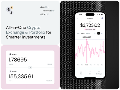 Crypto Investment App UI Design bitcoin crypto app crypto exchange crypto platform crypto wallet dark mode dashboard design ethereum finance app financial dashboard fintech interface investment ui minimal ui mobile app ui portfolio design product design ui ux web3 design