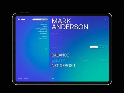 Gradient Finance Dashboard blue gradient dashboard design finance finance app financial design fintech gradient gradient dashboard home page mark anderson trading ui ui design user user experience user friendly user interface ux ux design