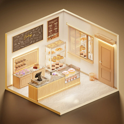 3D shop room 3d 3d bakery 3d food 3d icons 3d illustration 3d room 3d rooms bakery blender design food game illustration illustrations kawaii library resources ui ui kit