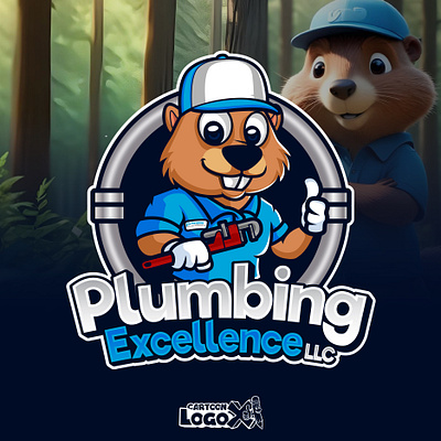 Beaver Mascot Plumbing Logo Design - Cartoon LogoX cartoon logox