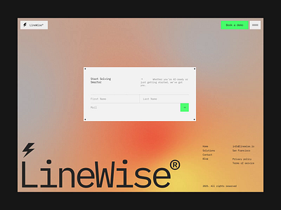 AI Landing page website design navigation menu ✦ LineWise ai animation design interaction landing page motion graphics service site startup ui ux web design website